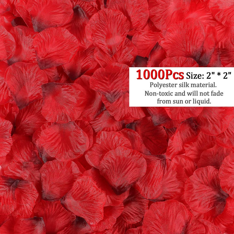 Golray 40 Pack I Love You Balloons and Heart Balloons Kit with 1000 Pcs Dark-Red Silk Rose Petals Wedding Flower Decoration Love-Bear Red Heart Balloons for Valentine Day Party Decorations - Image 4
